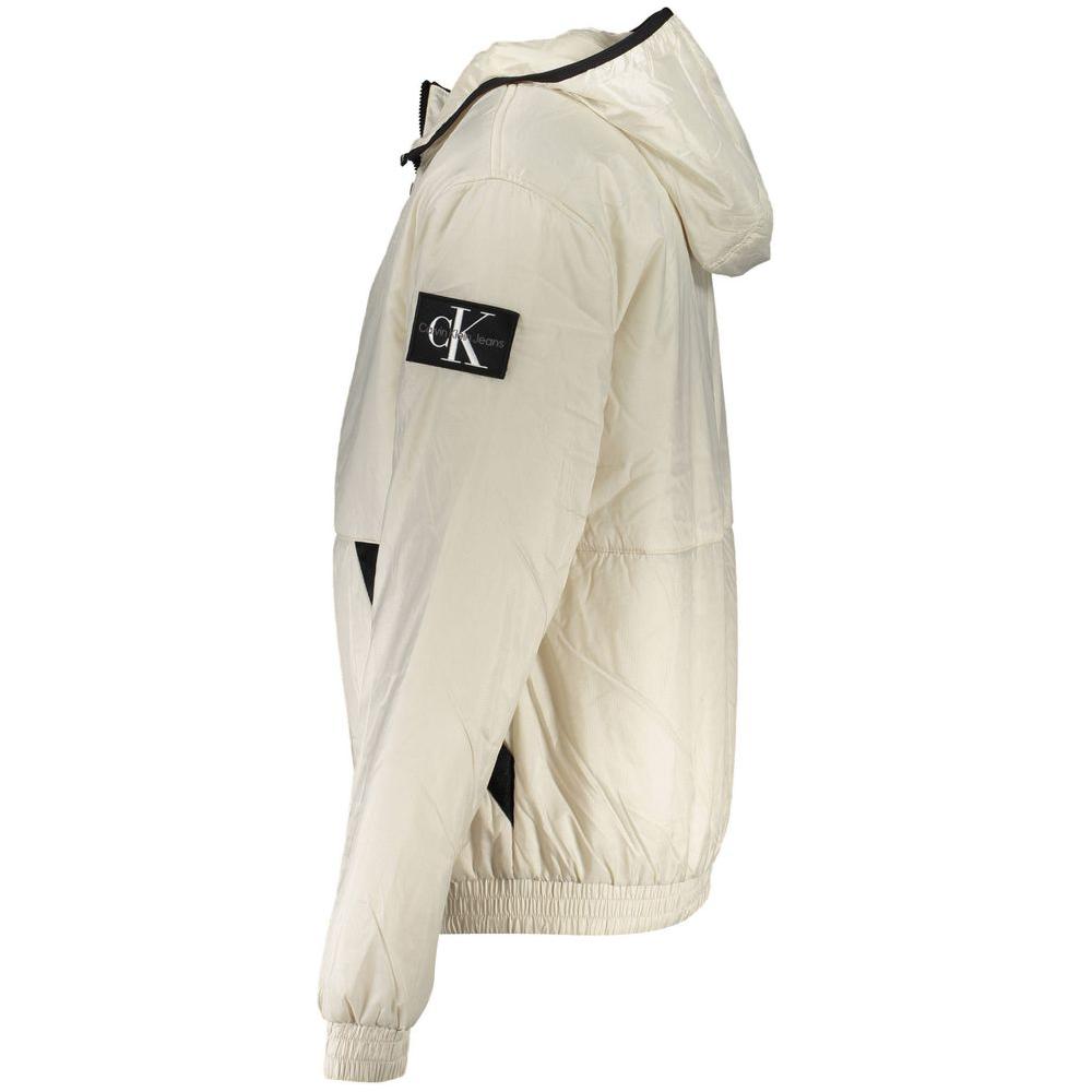 Calvin Klein Beige Polyester Men Jacket Calvin Klein Light Gray
