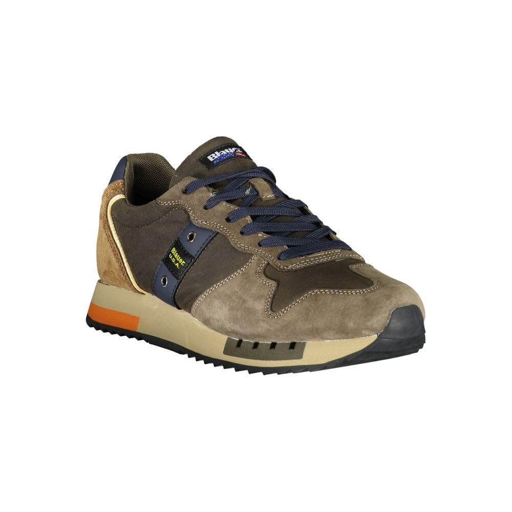 Blauer Green Polyester Sneaker with Laces, Contrast Details, and Logo. Stylish Sports Footwear for Comfort and Performance.