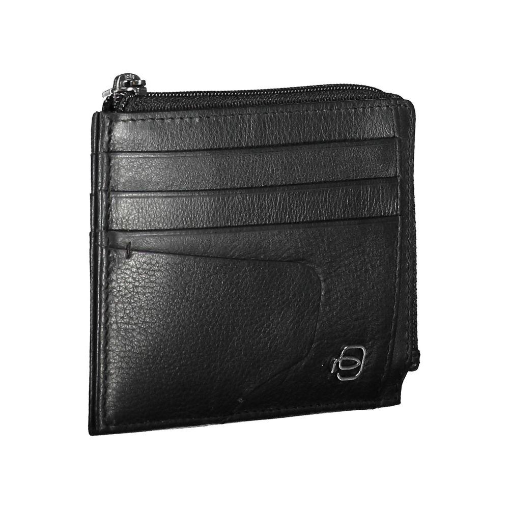 Piquadro Black Leather Men Wallet Piquadro Dark Slate Gray