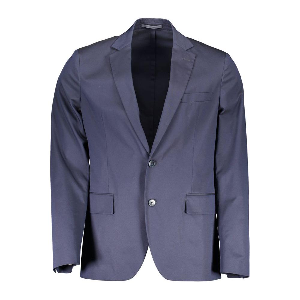 Gant Blue Cotton Men Jacket Gant Dim Gray