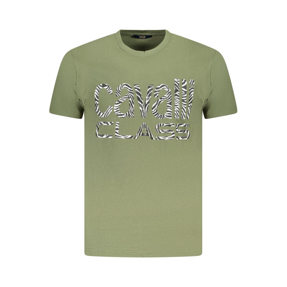 Cavalli Class Green Cotton Men T-Shirt Cavalli Class Dark Sea Green