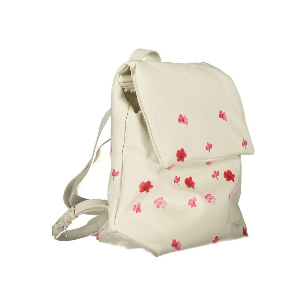 Desigual White Polyethylene Backpack Desigual Light Gray