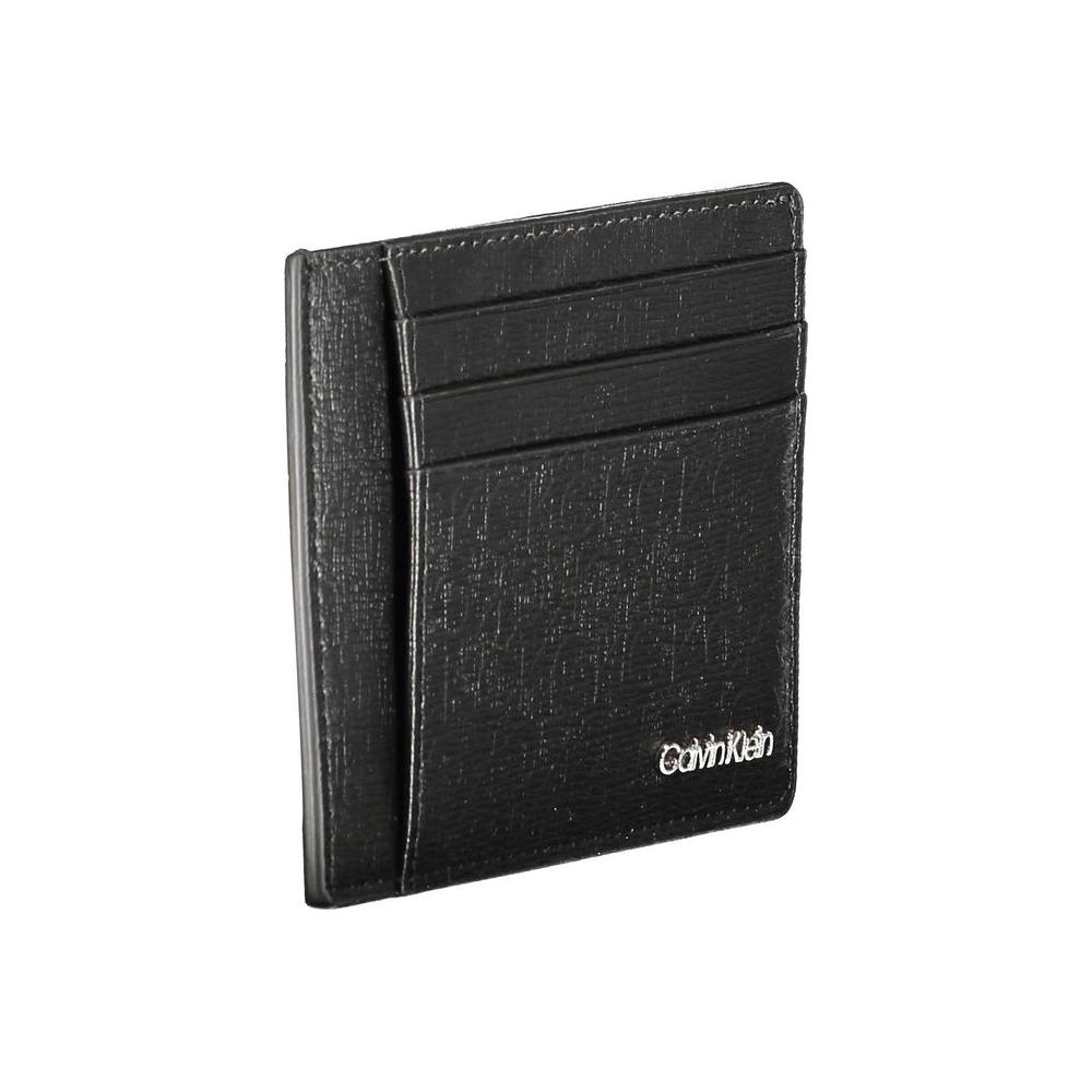 Calvin Klein black polyester men's wallet with RFID blocking, sleek design, and logo detail for secure card storage