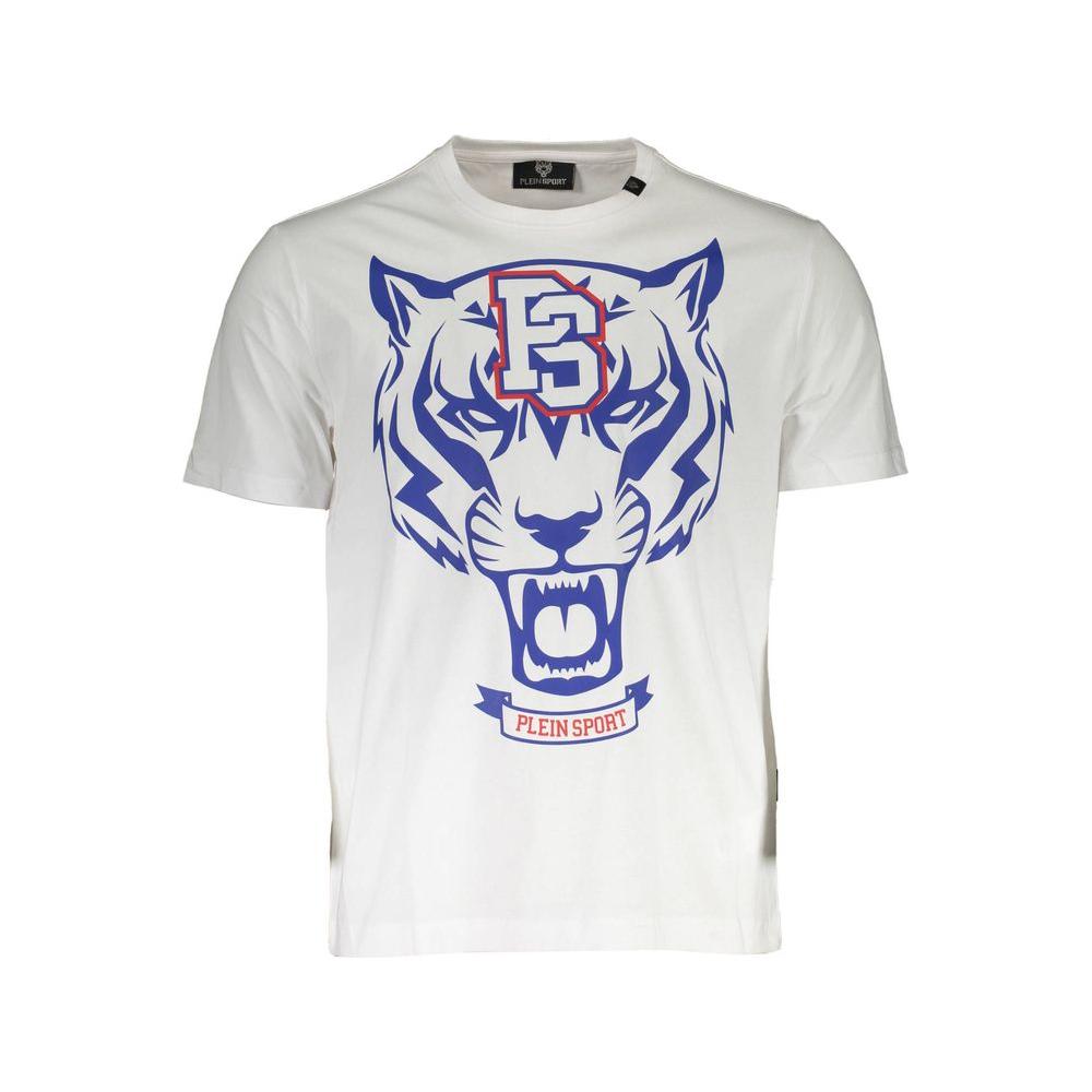 Plein Sport White Cotton Men T-Shirt Plein Sport Light Gray