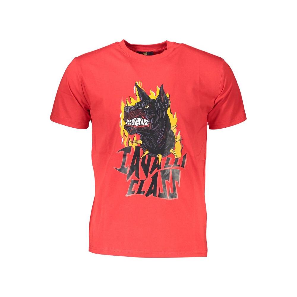 Cavalli Class Red Cotton Men T-Shirt Cavalli Class Tomato