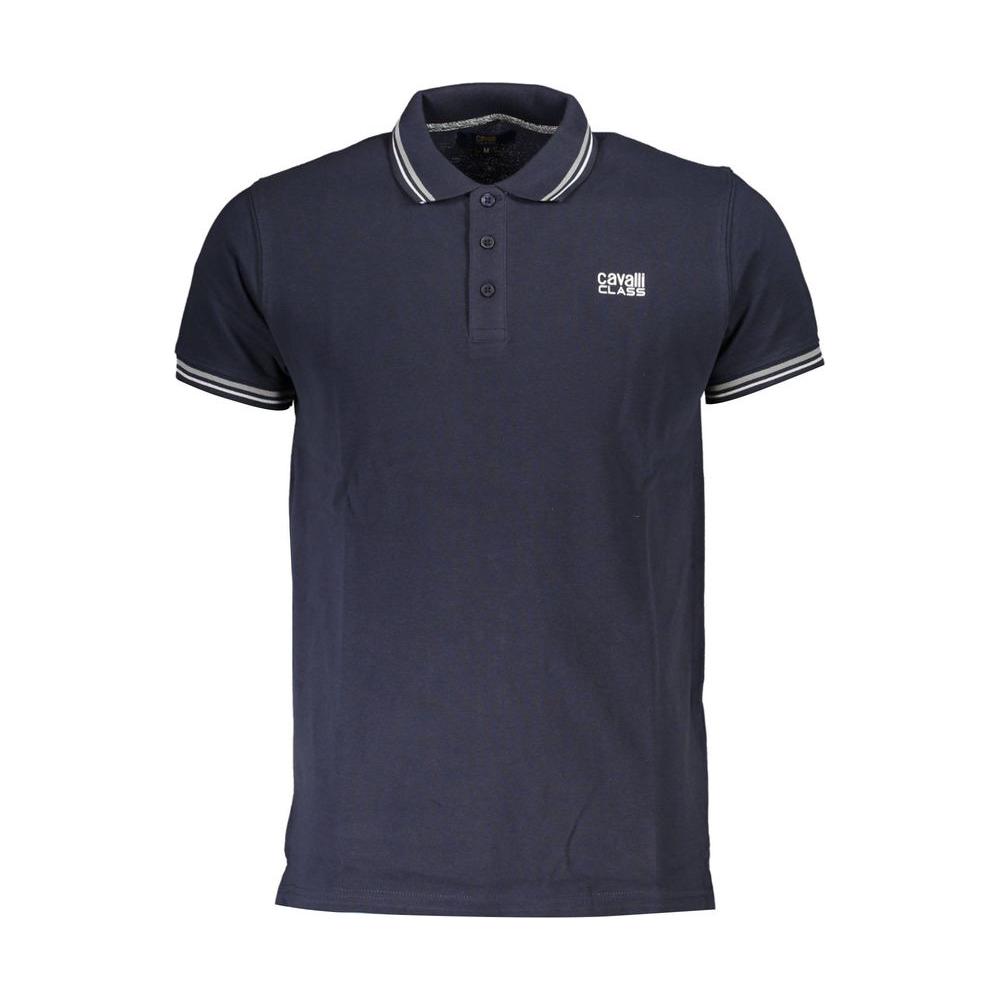 Cavalli Class Blue Cotton Polo Shirt Cavalli Class Dark Slate Gray