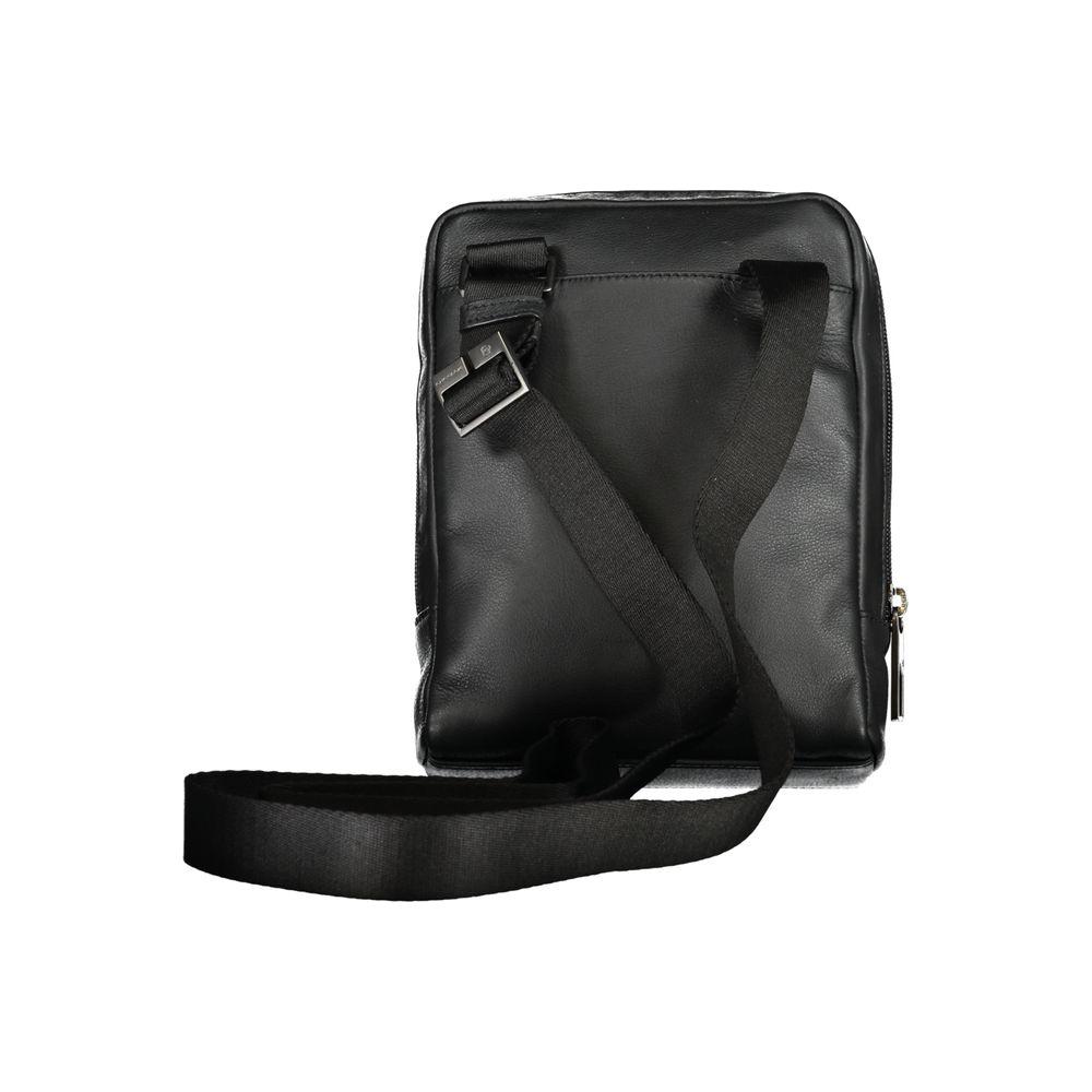 Piquadro Elegant Black Leather Shoulder Bag Piquadro Dark Slate Gray