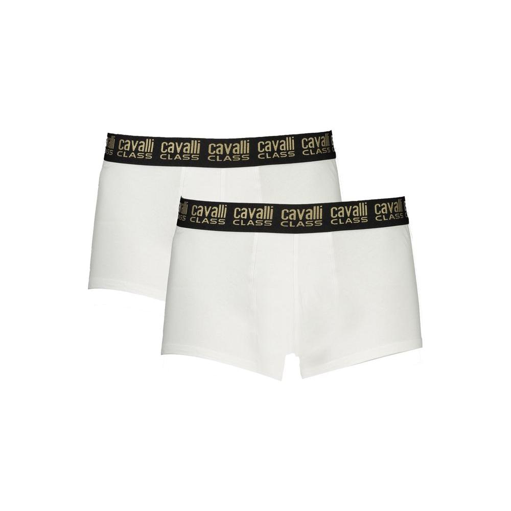 Cavalli Class White Cotton Men Boxer Pair Cavalli Class Light Gray