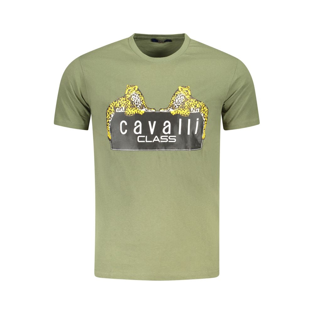 Cavalli Class Green Cotton Men T-Shirt Cavalli Class Dark Sea Green