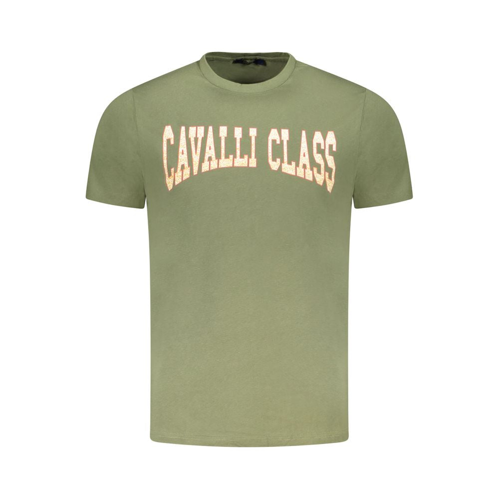 Cavalli Class Green Cotton Men T-Shirt Cavalli Class Dark Sea Green