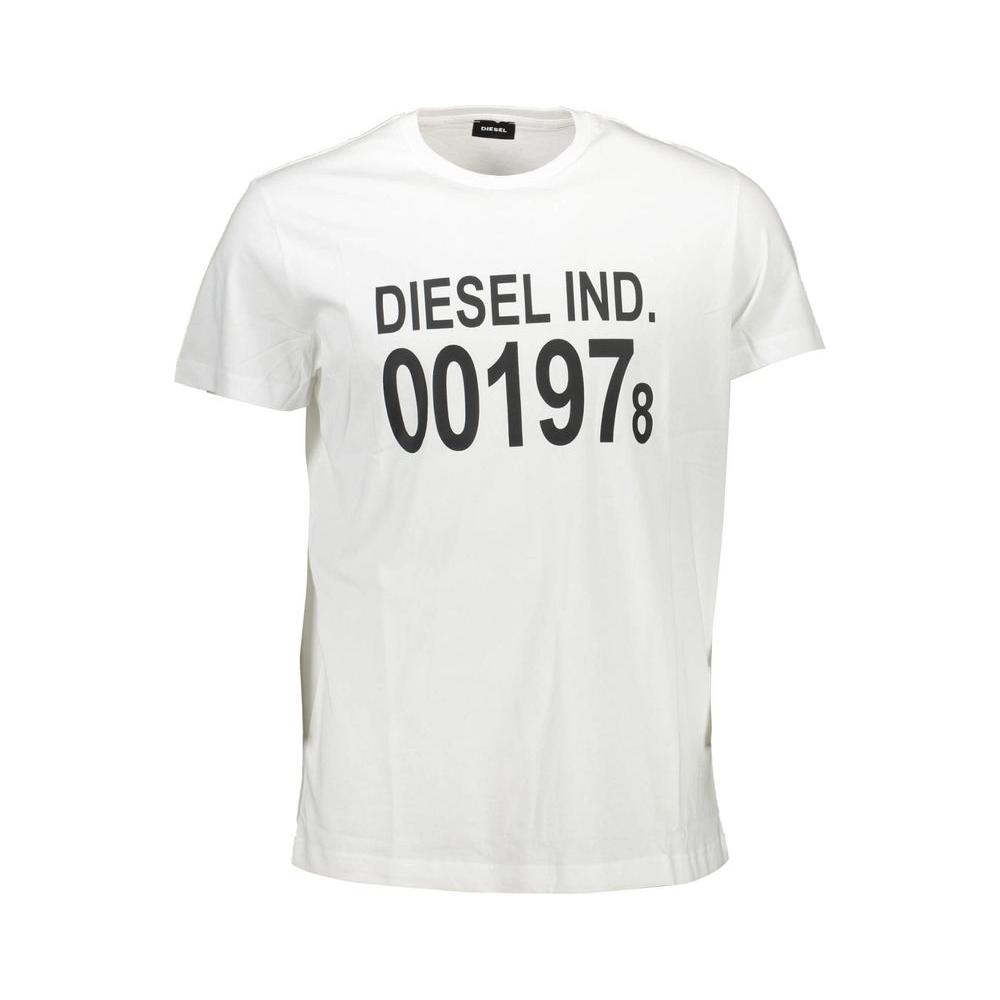 Diesel White Cotton Men T-Shirt Diesel Beige