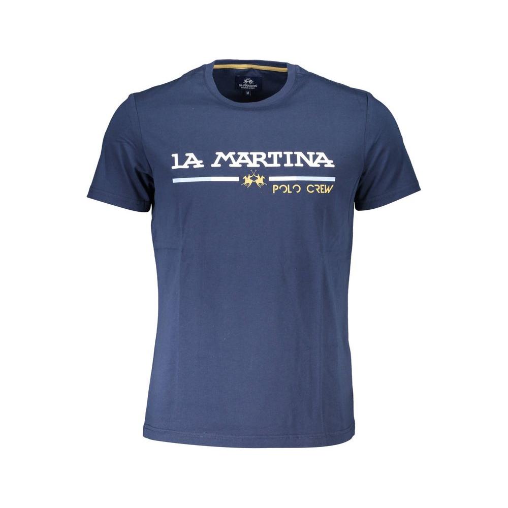 La Martina Blue Cotton Men T-Shirt La Martina Dark Slate Blue