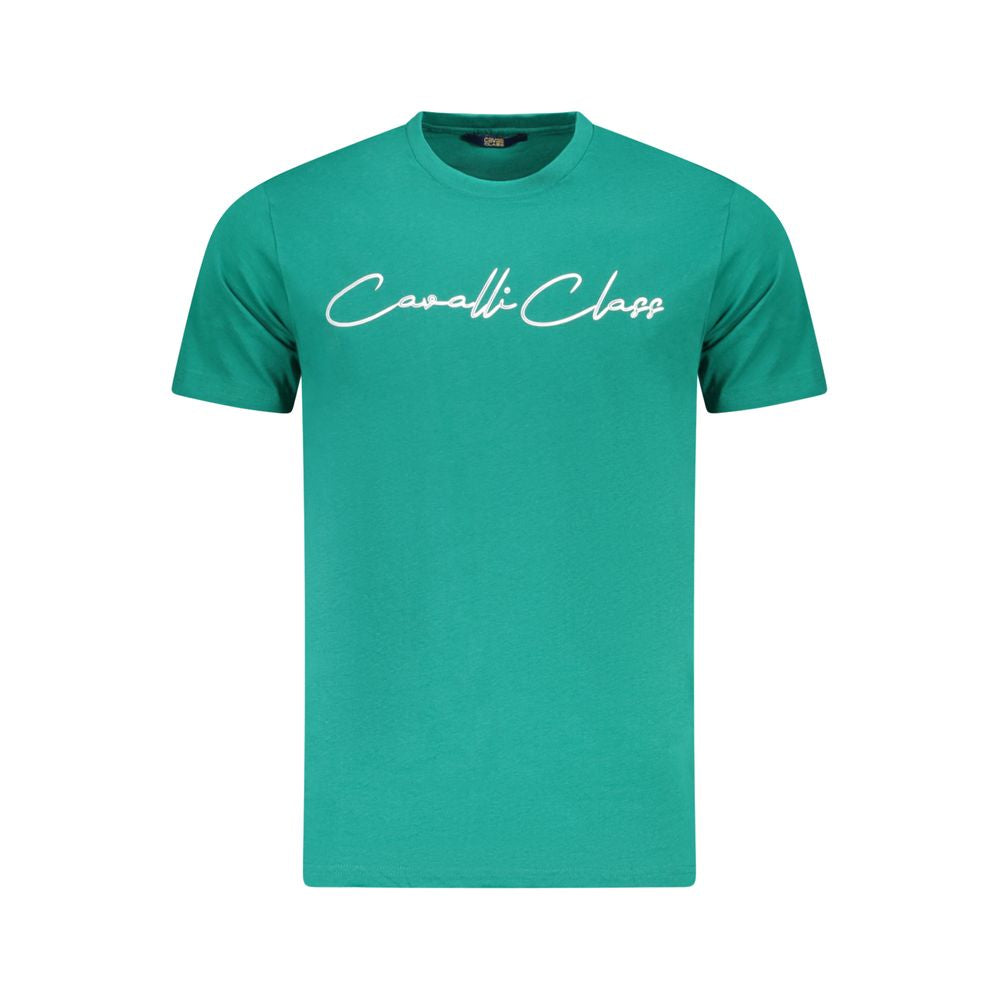 Cavalli Class Green Cotton Men T-Shirt Cavalli Class Light Sea Green