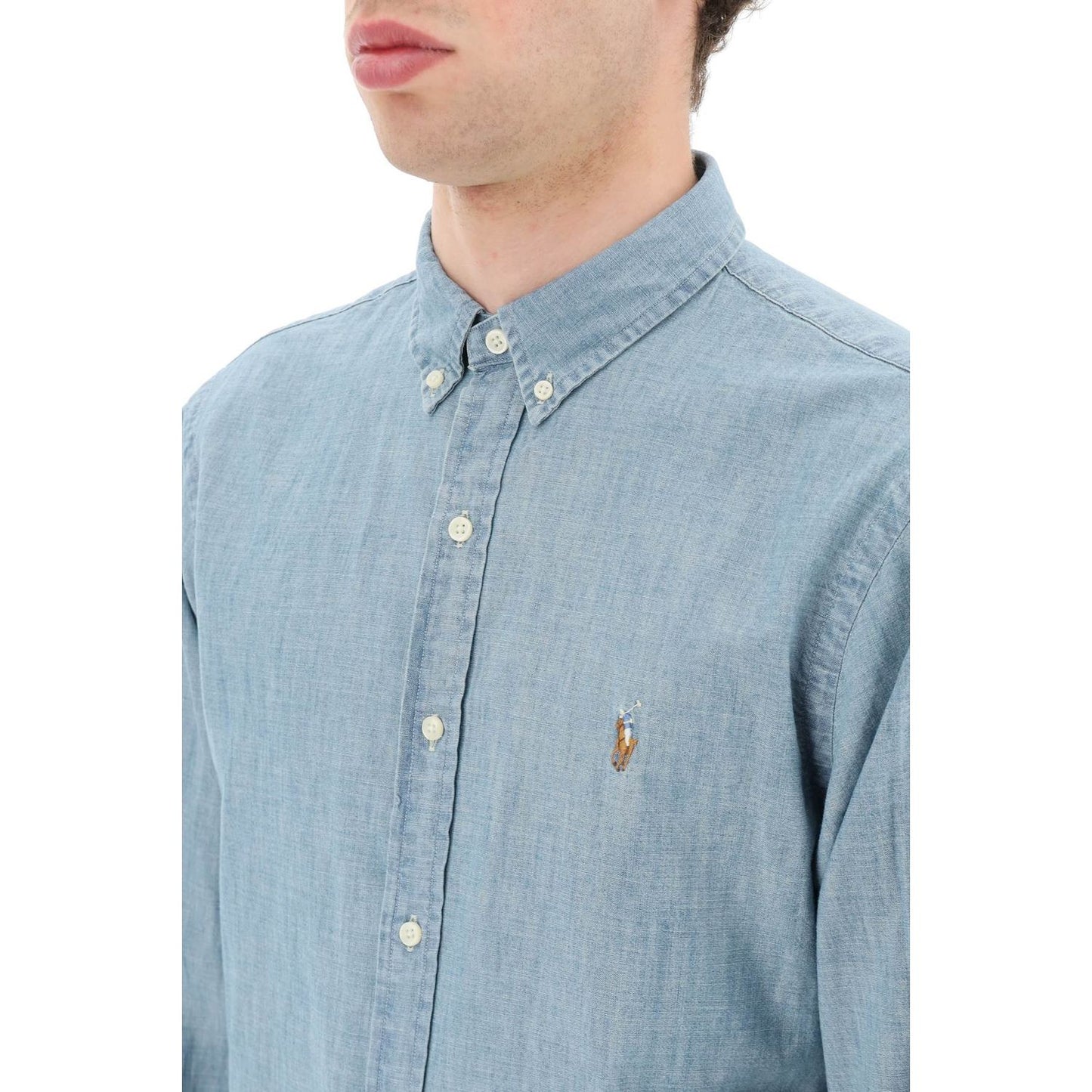 Polo Ralph Lauren slim fit shirt in stone-washed chambray Shirts Polo Ralph Lauren Dark Gray
