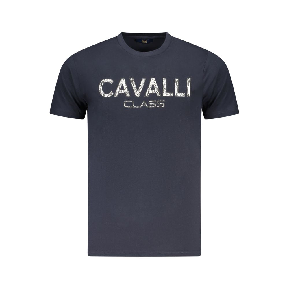 Cavalli Class Blue Cotton Men T-Shirt Cavalli Class Dark Slate Gray