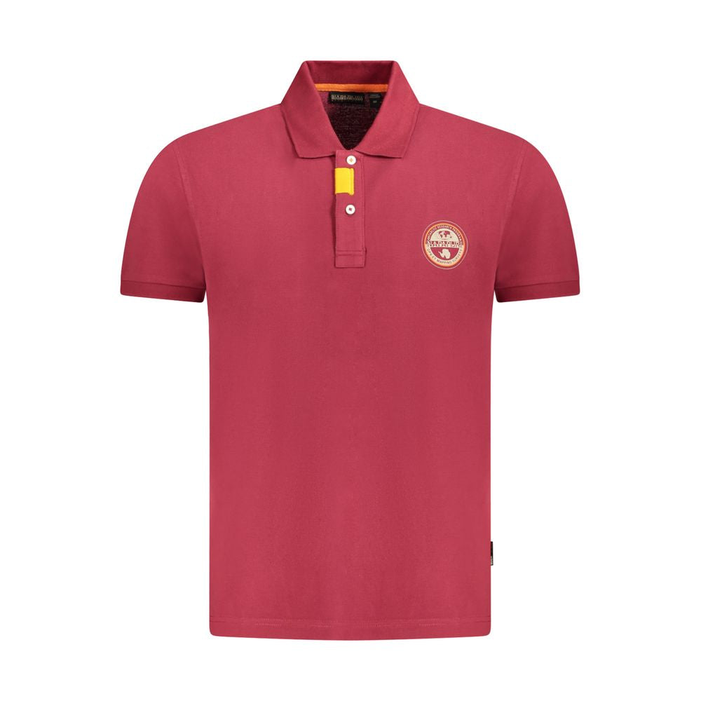 Napapijri Red Cotton Men Polo Shirt Napapijri Maroon