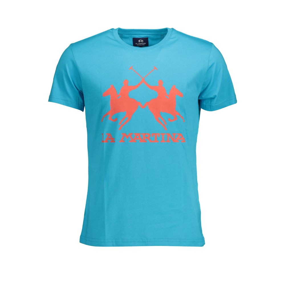 La Martina Blue Cotton Men T-Shirt La Martina Medium Turquoise