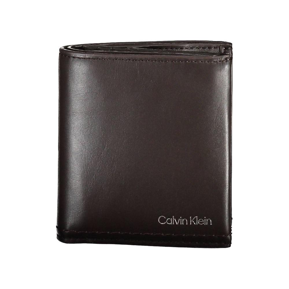Calvin Klein Brown Leather Men Wallet Calvin Klein Dark Slate Gray
