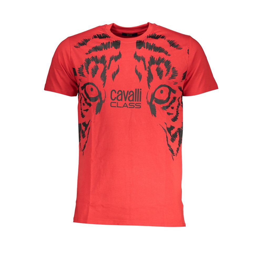 Cavalli Class Red Cotton T-Shirt Cavalli Class Tomato