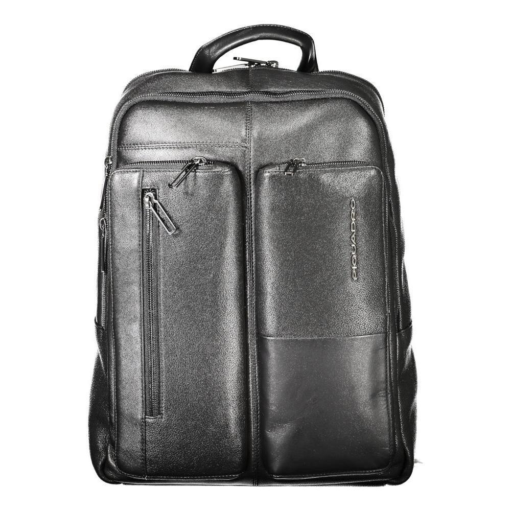 Piquadro Black Leather Men Backpack Piquadro Dark Slate Gray