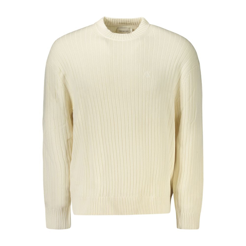 Calvin Klein White Cotton Men Sweater Calvin Klein Light Gray