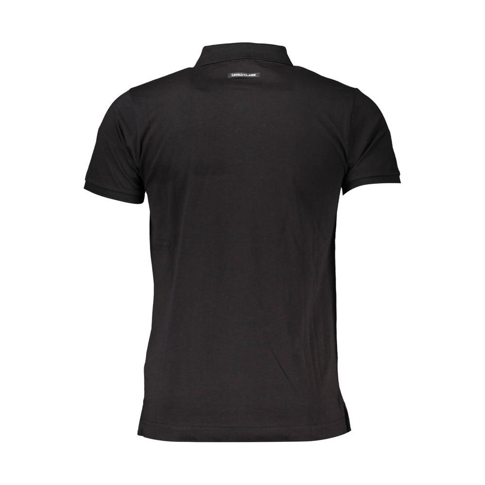Cavalli Class Black Cotton Men Polo Shirt Cavalli Class Dark Slate Gray