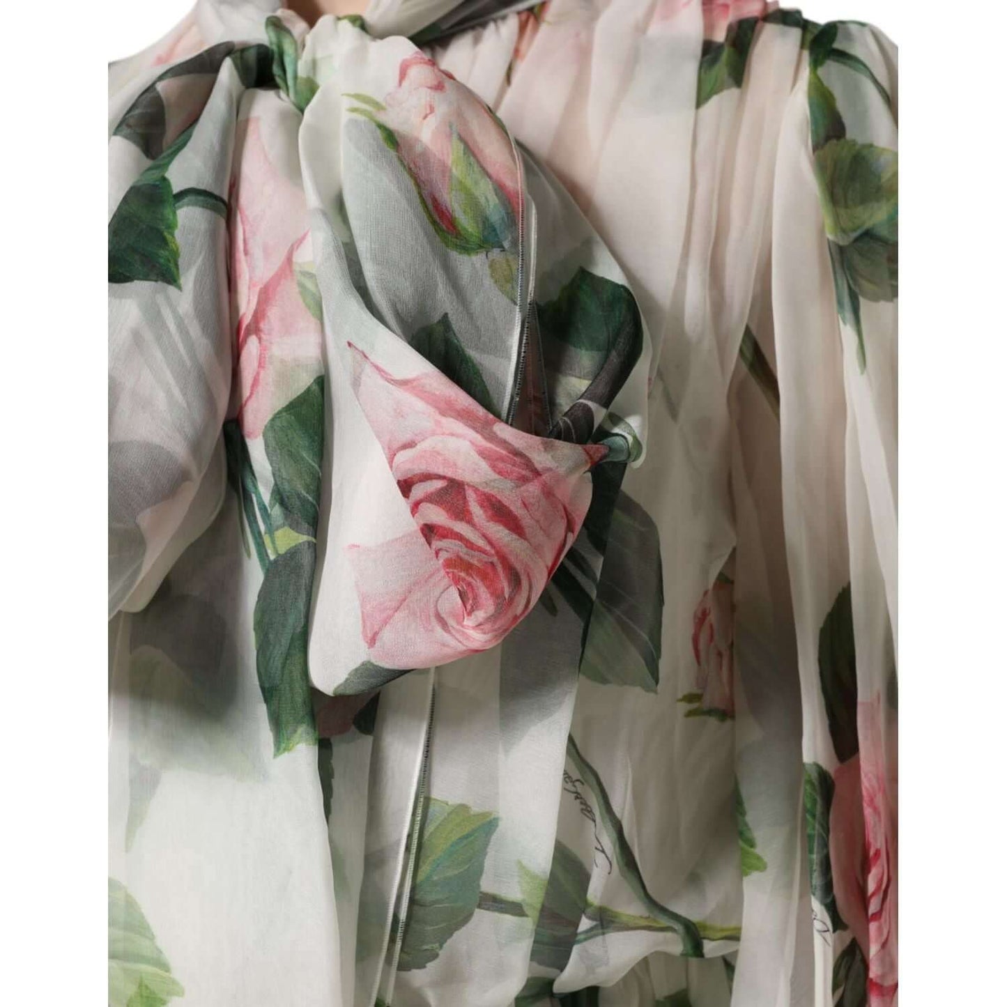 Dolce & Gabbana White Floral Roses Maxi Long Gown Dress