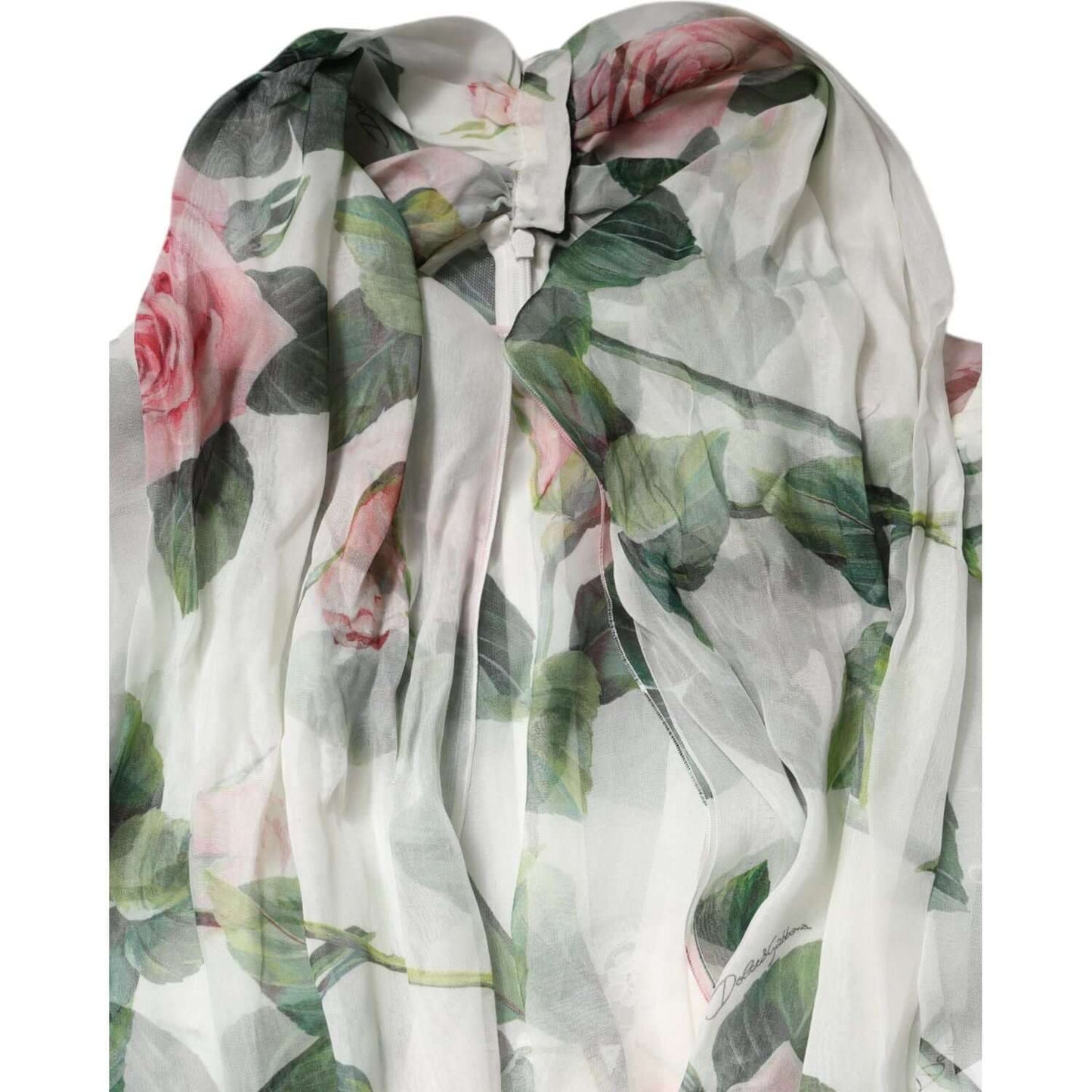Dolce & Gabbana White Floral Roses Maxi Long Gown Dress