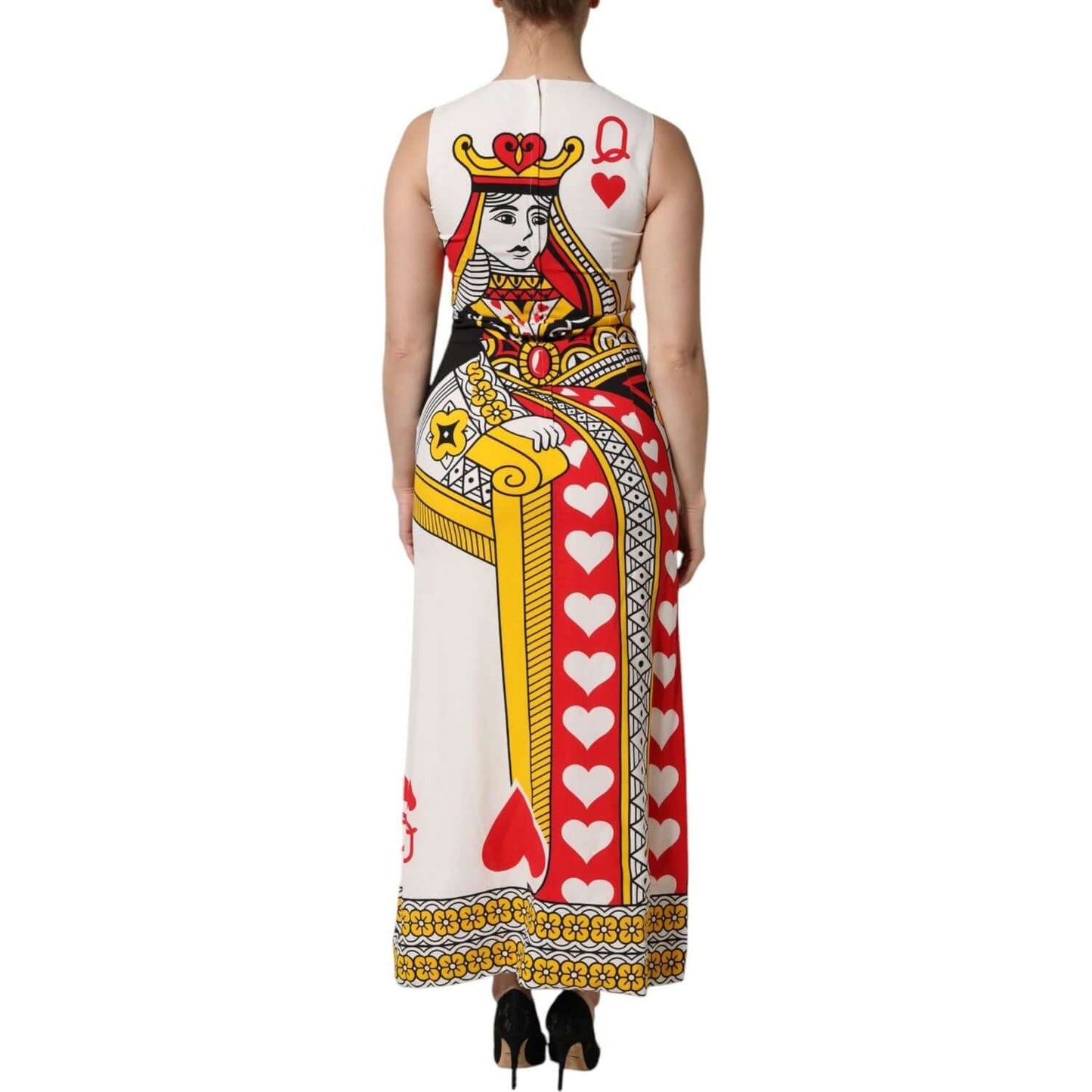 Dolce & Gabbana White Queen Of Hearts Sleeveless Maxi Dress
