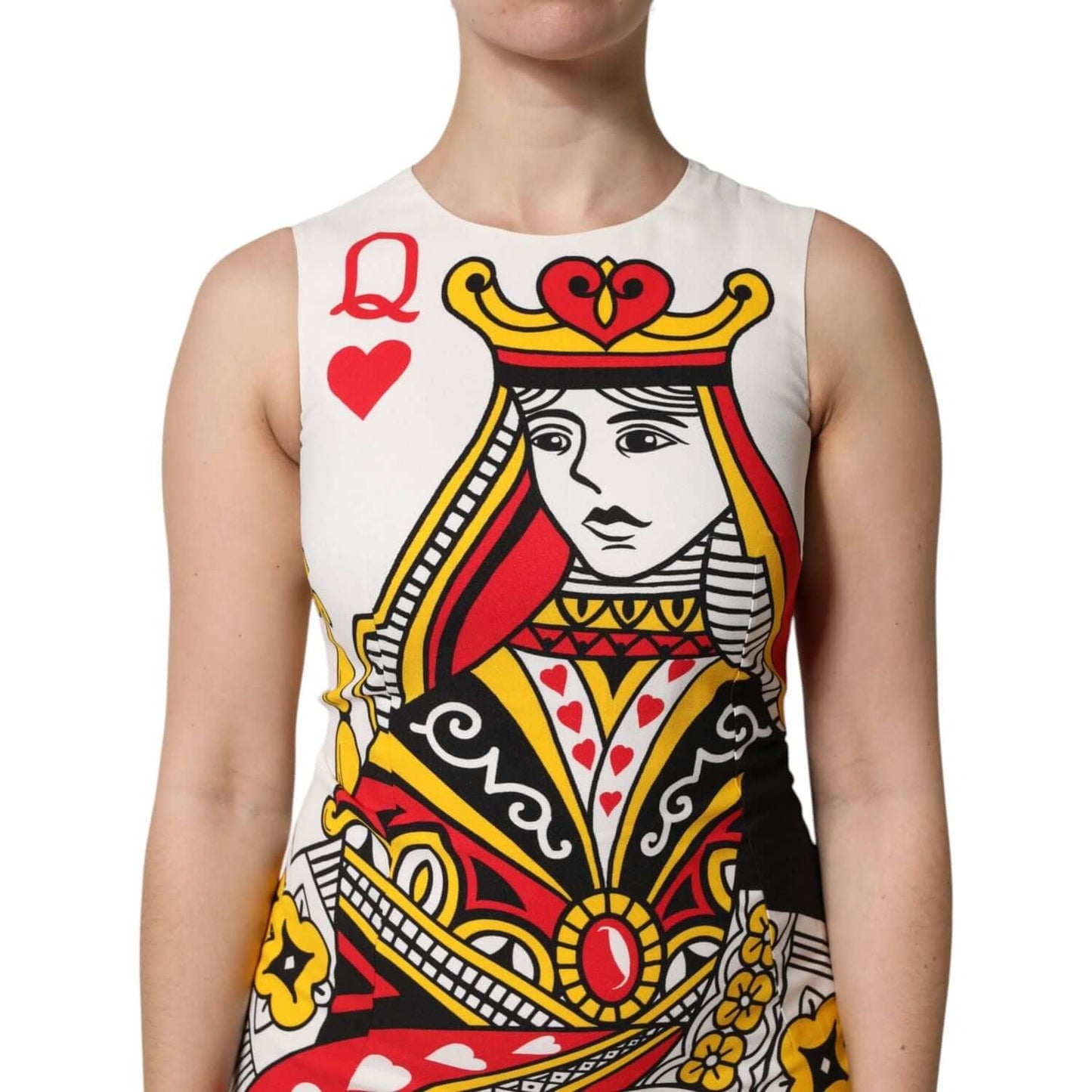 Dolce & Gabbana White Queen Of Hearts Sleeveless Maxi Dress