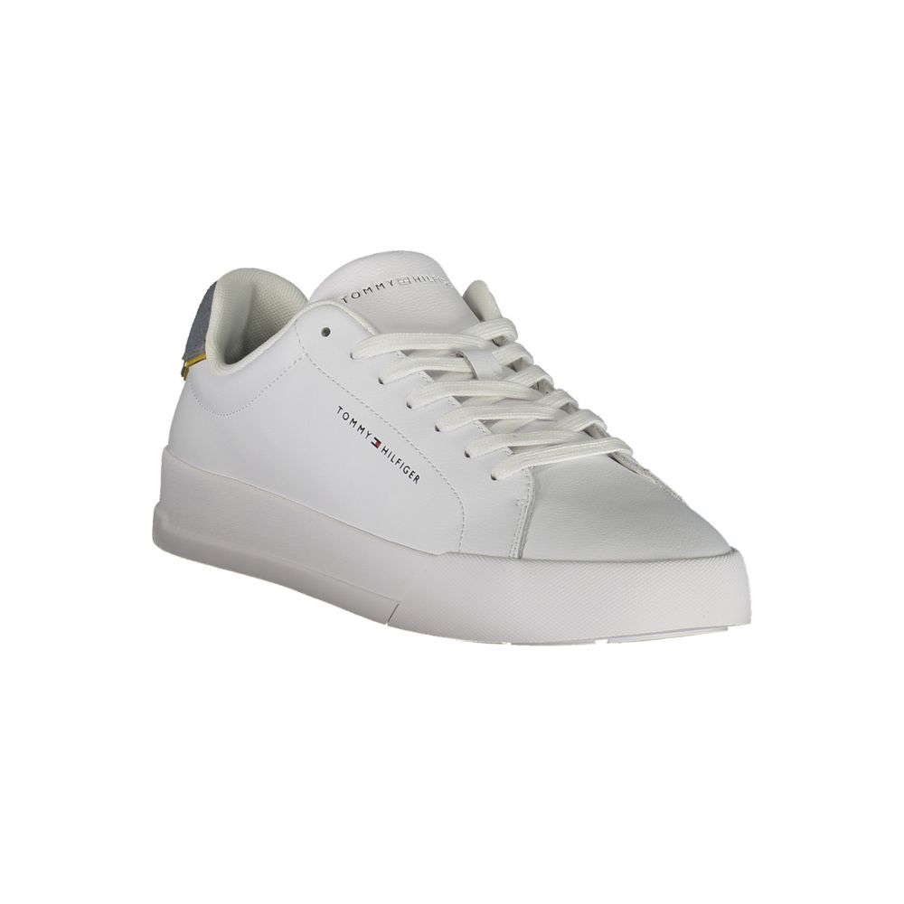 Tommy Hilfiger White Leather Men Sneaker Tommy Hilfiger Gray