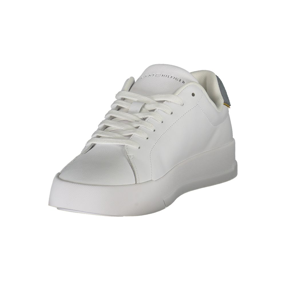 Tommy Hilfiger White Leather Men Sneaker Tommy Hilfiger Gray