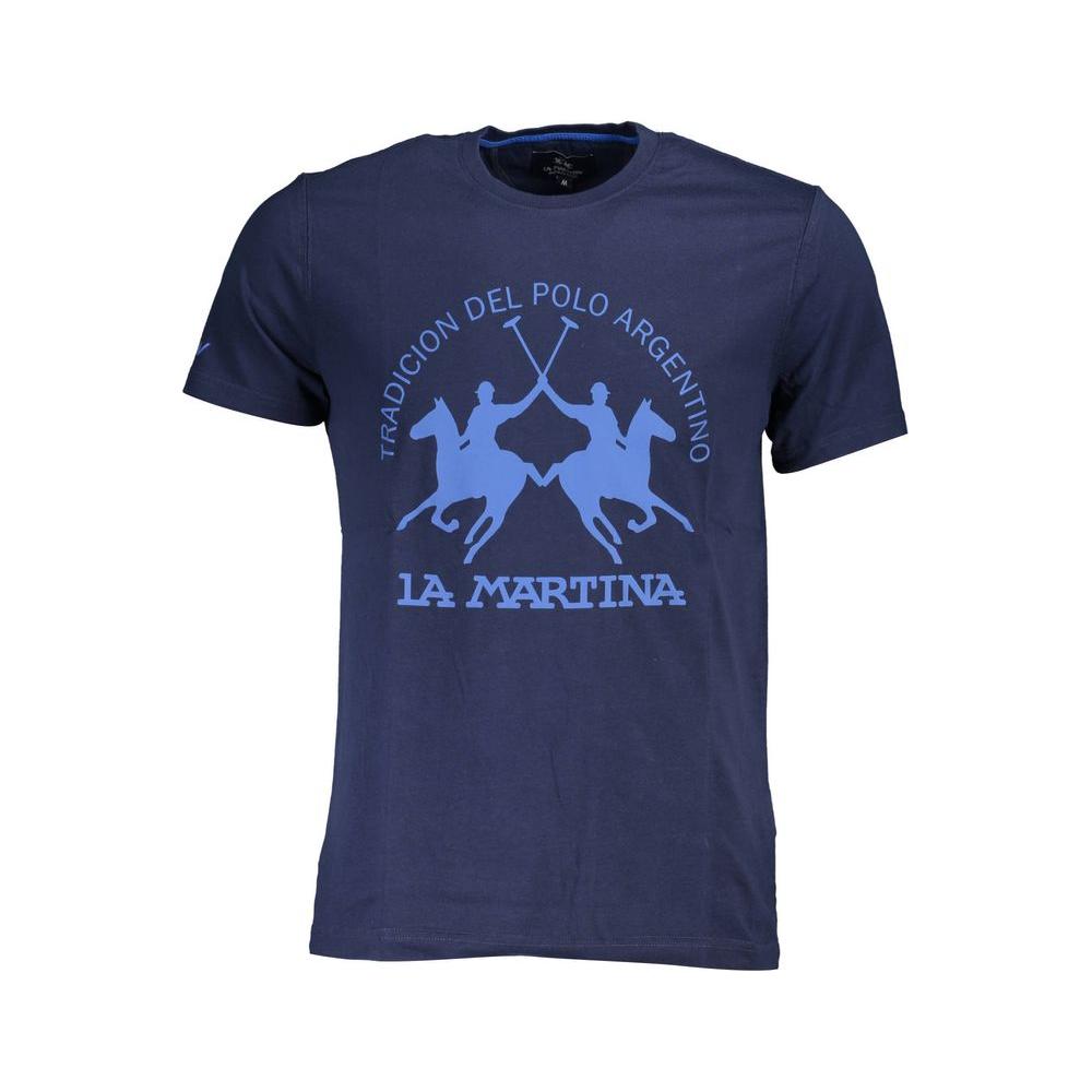La Martina Blue Cotton Men T-Shirt