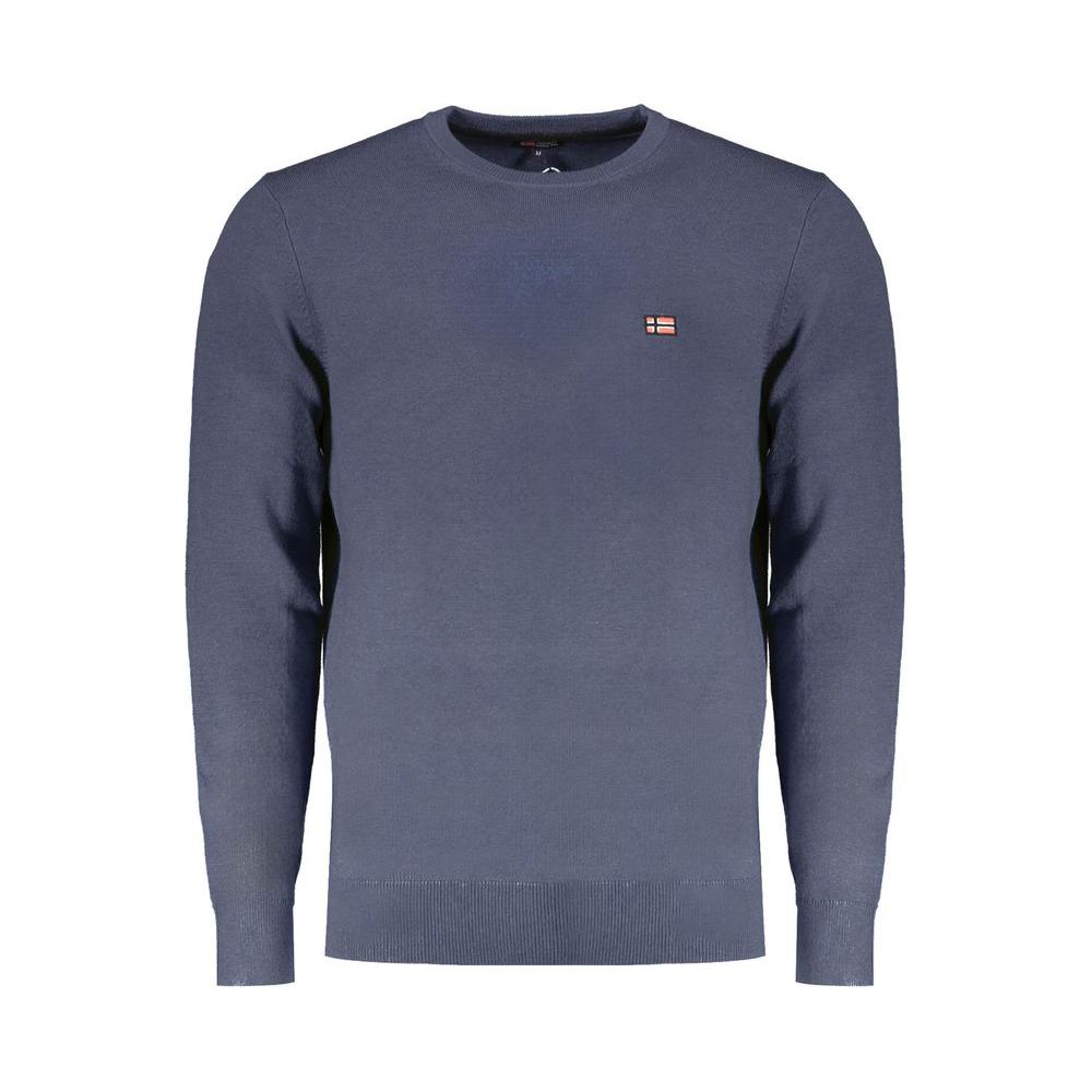 Norway 1963 Blue Wool Men's Sweater with Intricate Embroidery, Long Sleeves, and Luxurious Fabric for Warmth and Style