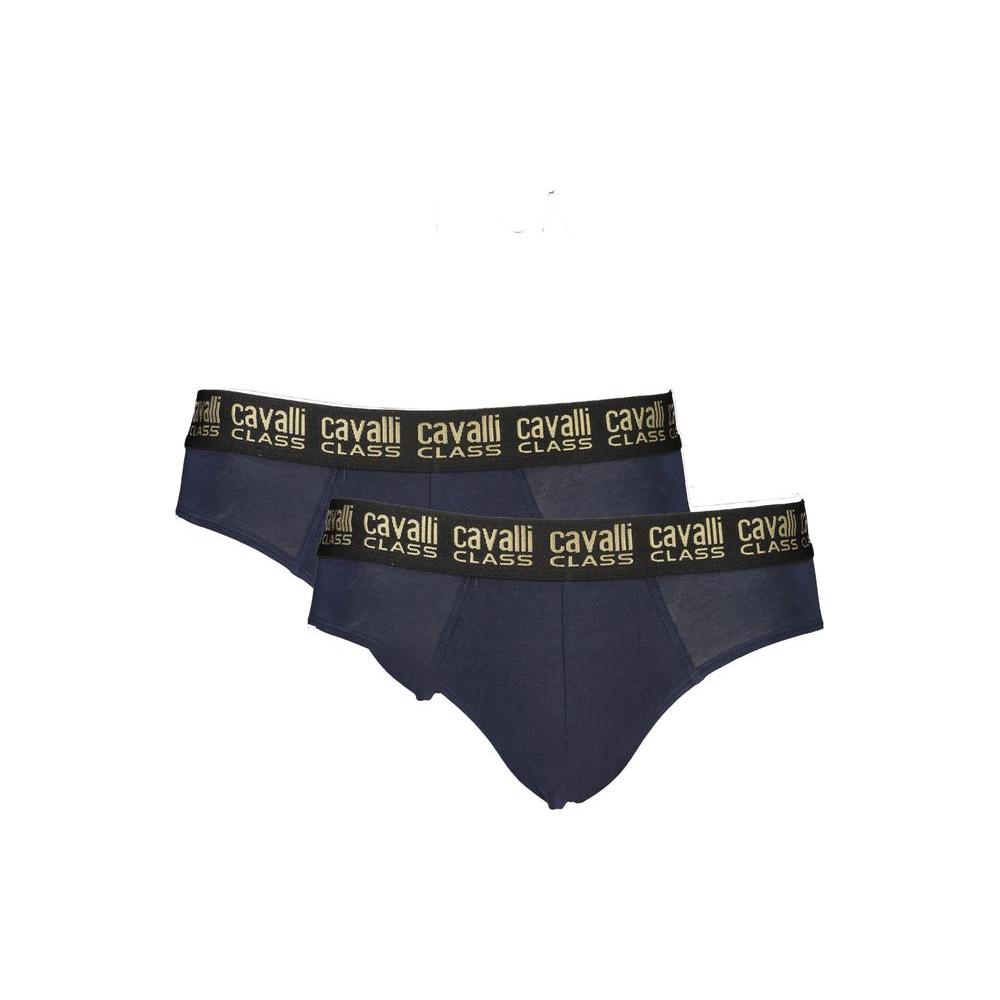 Cavalli Class blue cotton men's underwear with logo waistband, featuring bold design and luxury comfort for the modern man.