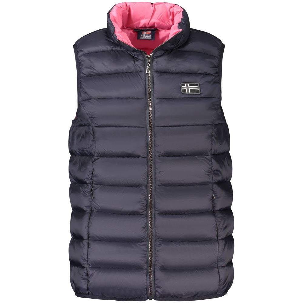 Norway 1963 black polyamide sleeveless women's jacket with pink lining and logo, featuring a sleek design and zip fastening.