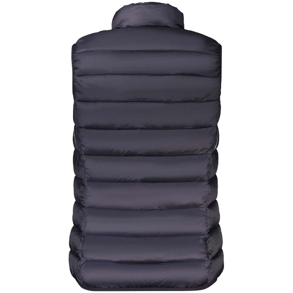 Back view of Norway 1963 black polyamide women's sleeveless jacket with padded design and high collar.