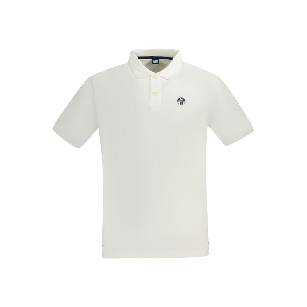 North Sails white cotton men's polo shirt with logo, short sleeves, and two-button placket, offering comfort and timeless nautical style.