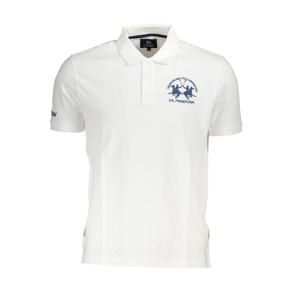 La Martina White Cotton Men Polo Shirt