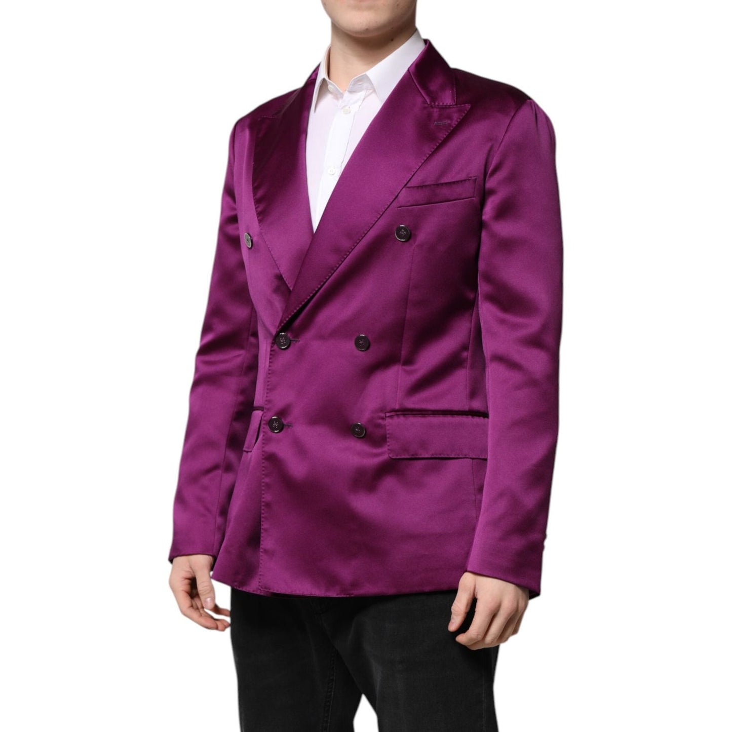 Dolce & Gabbana Purple Double Breasted Men Suit Coat Blazer KOS2313-48