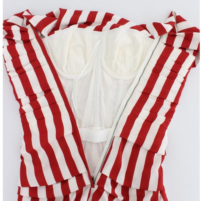 Dolce & Gabbana Elegant Red and White Striped Silk Bodycon Dress Dolce & Gabbana Brown