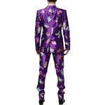 Dolce & Gabbana Purple Silk Animal Print 3 Piece Suit KOS2326-48