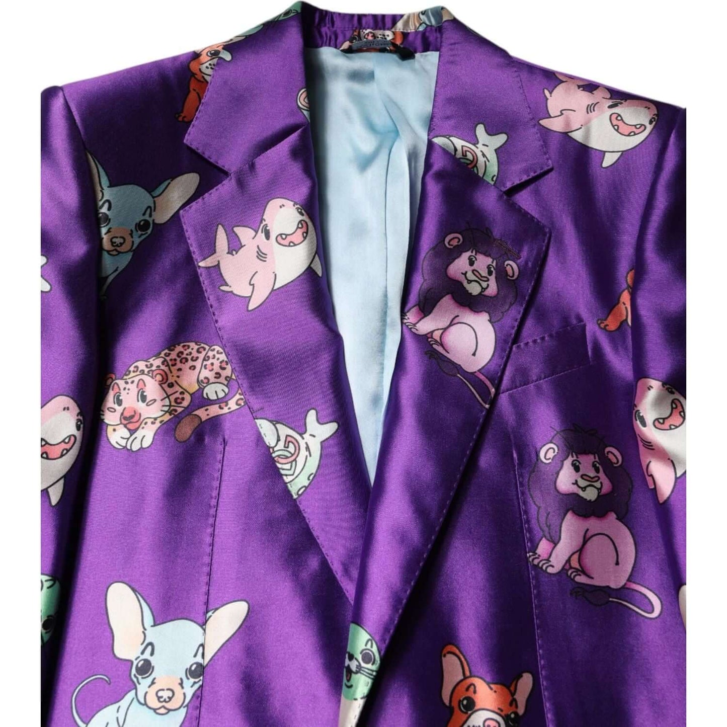 Dolce & Gabbana Purple Silk Animal Print 3 Piece Suit KOS2326-48