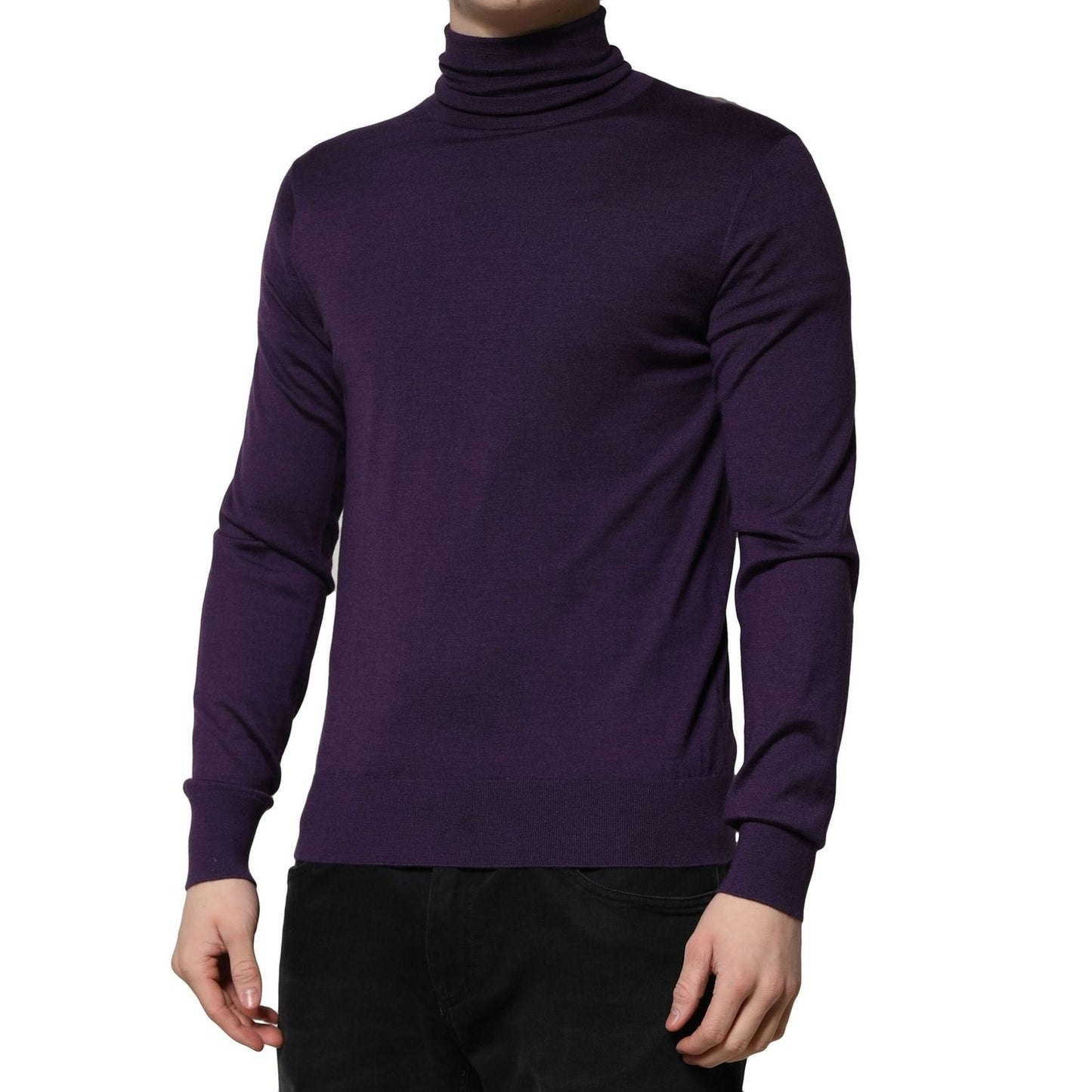 Dolce & Gabbana Purple Cashmere Turtleneck Pullover Sweater TSH90480-48
