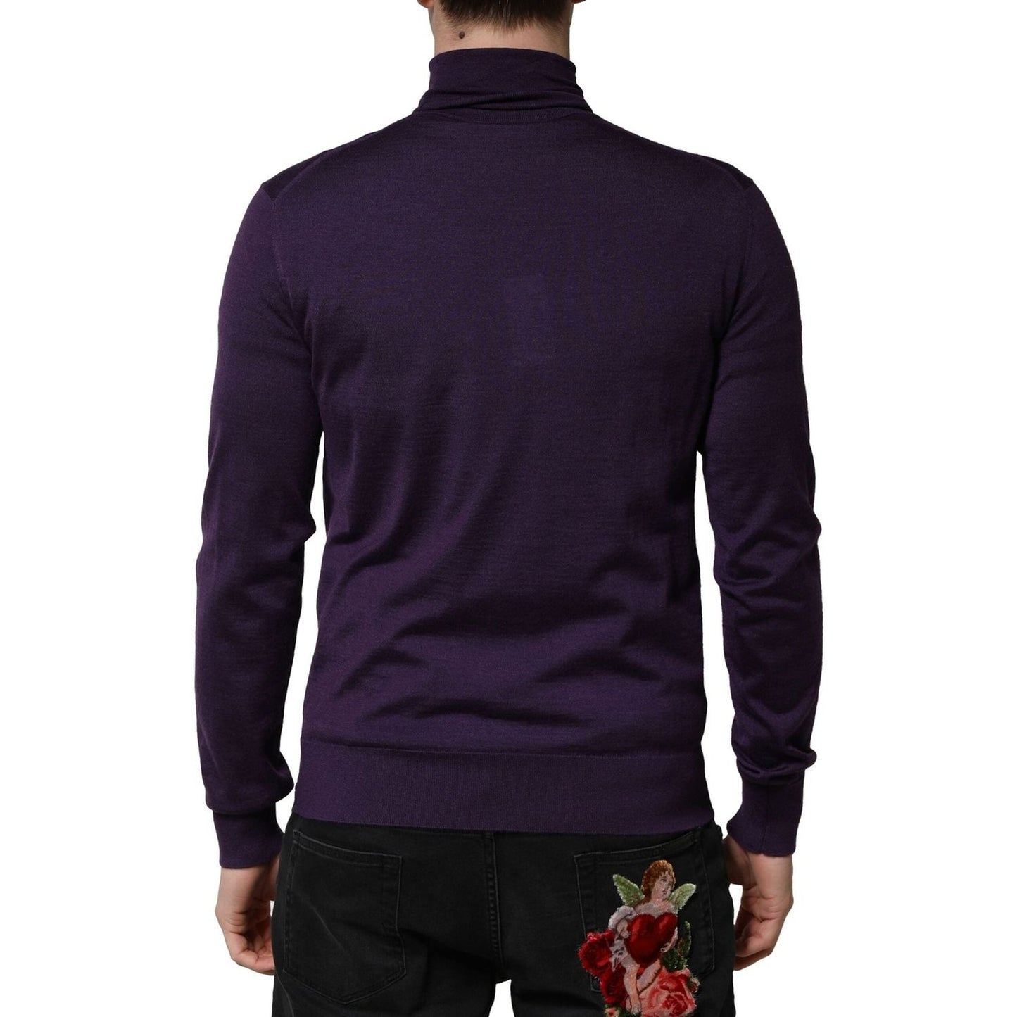 Dolce & Gabbana Purple Cashmere Turtleneck Pullover Sweater TSH90480-48