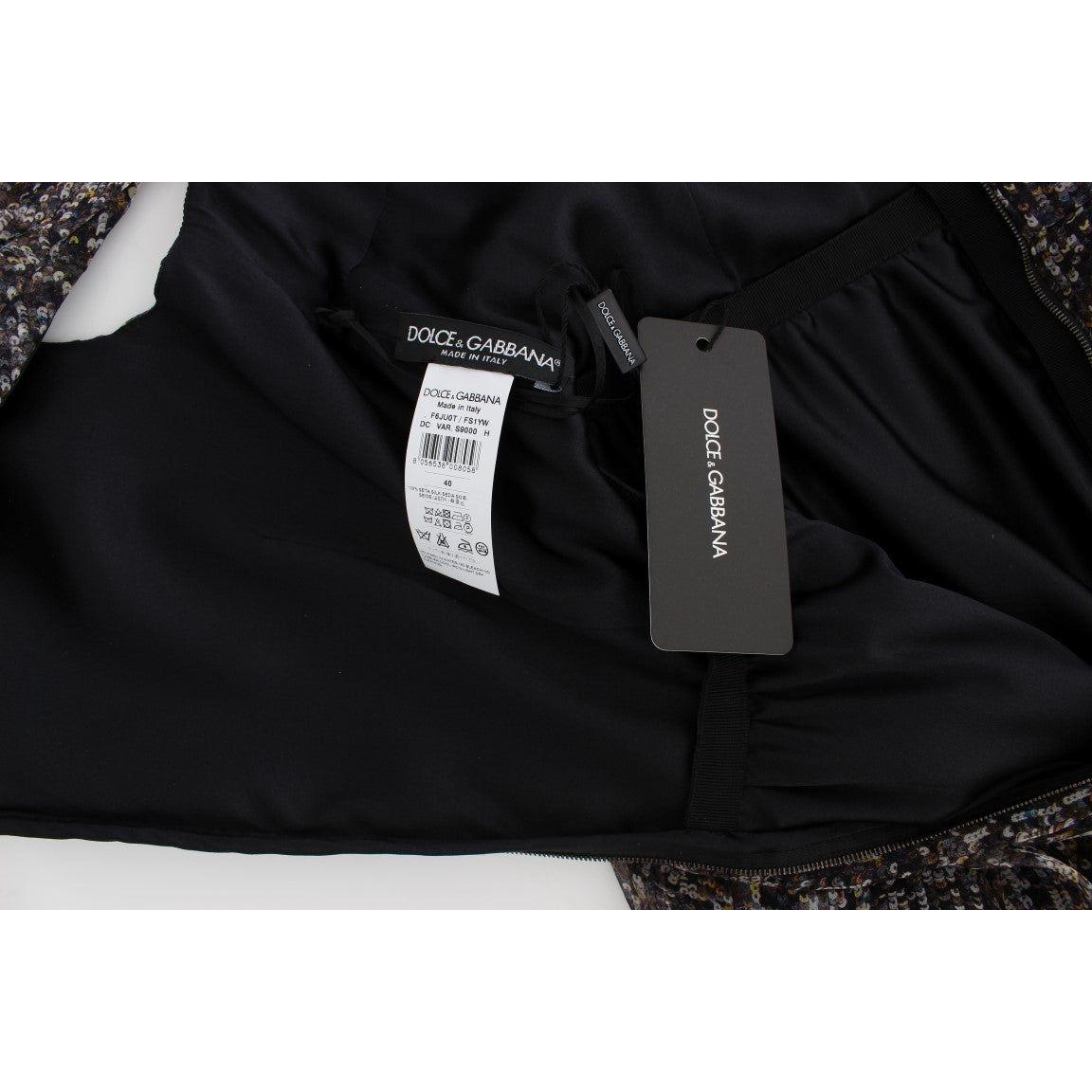 Dolce & Gabbana Glamorous Sequined Silk Full-Length Dress Dolce & Gabbana Black