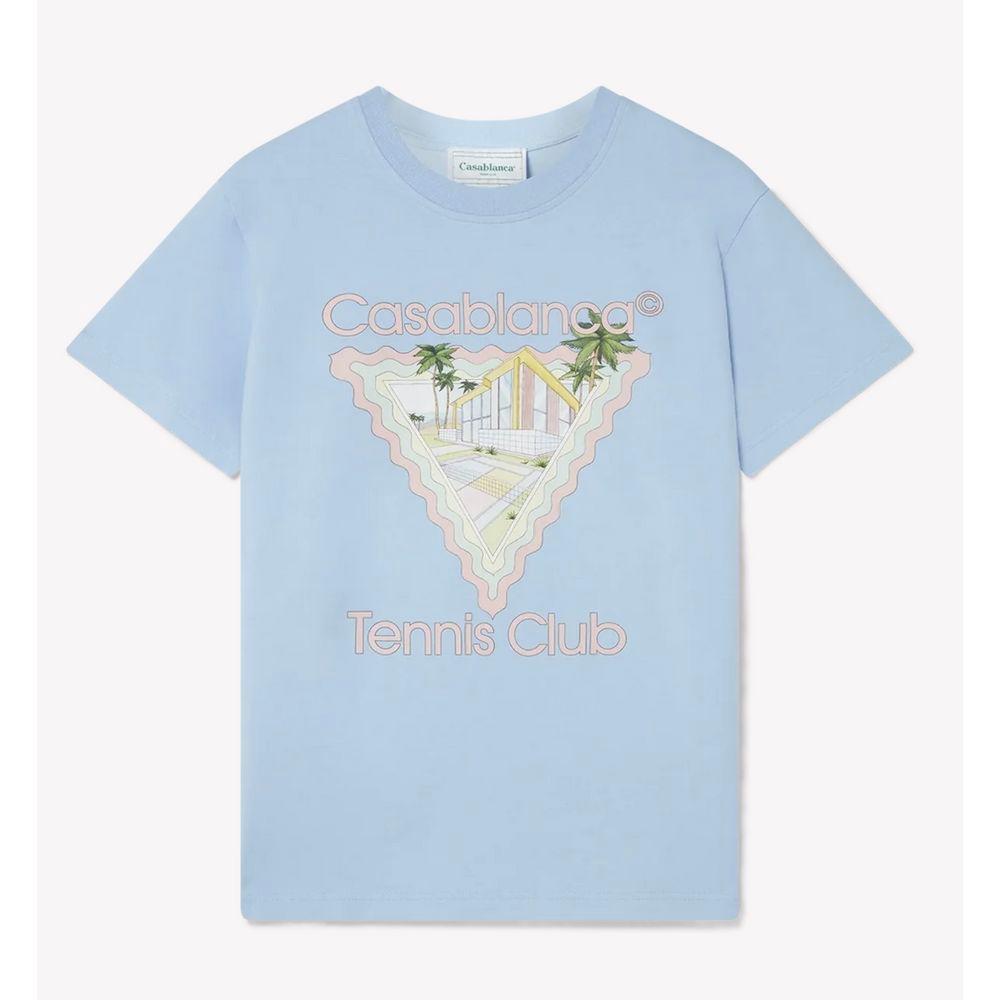 Casablanca Blue Cotton T-Shirt CA-14843-S
