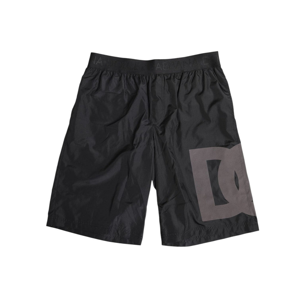 Dolce & Gabbana Black Logo Print Beachwear Men Shorts Swimwear BIK1715-4