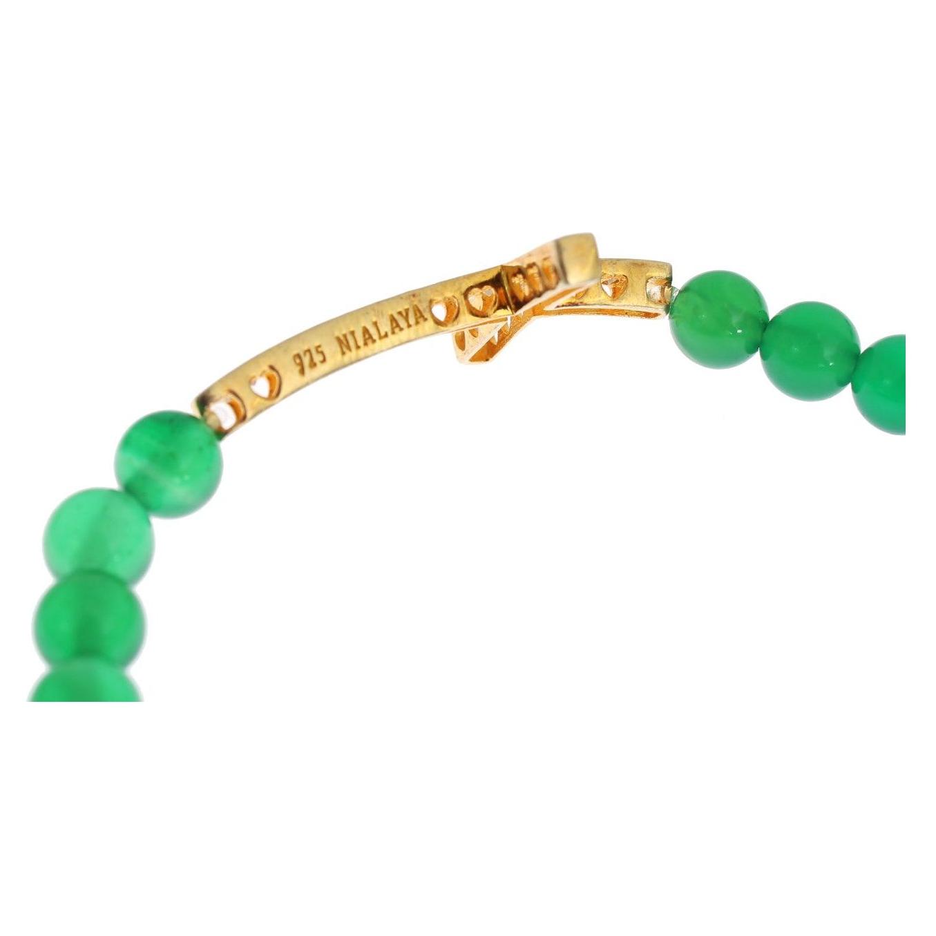 Nialaya Elegant Green Jade Bead & Gold Plated Bracelet Bracelet Nialaya Medium Sea Green