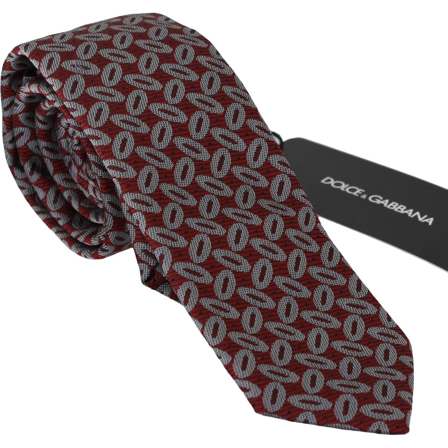 Dolce & Gabbana Elegant Red Printed Silk Neck Tie Necktie Dolce & Gabbana Dark Slate Gray